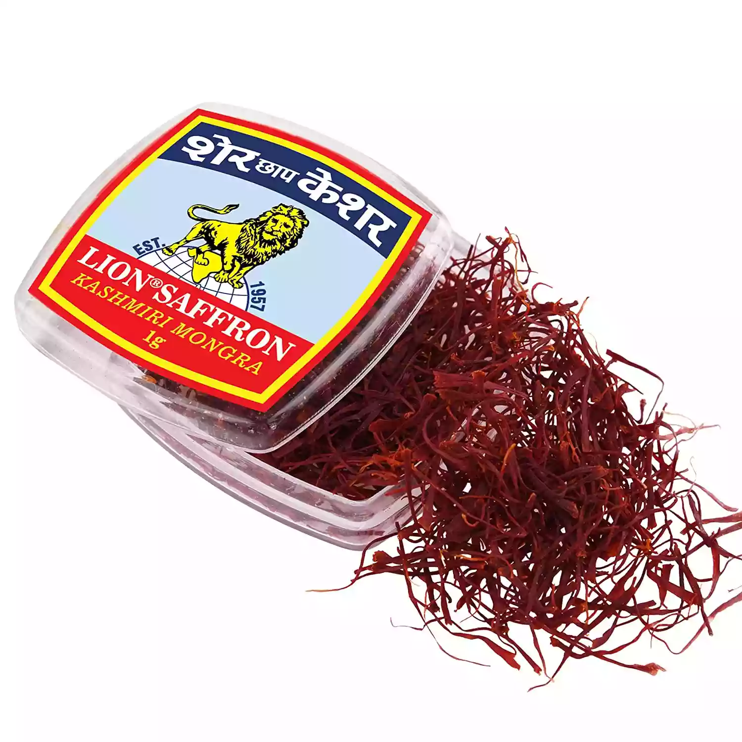 Lion Saffron, 1g, Pure Kashmiri Mongra Kesar Value Pack Grade A++ for Pregnant Women, Pooja, Biryani, Tilak, Milk and Skin (1gram)